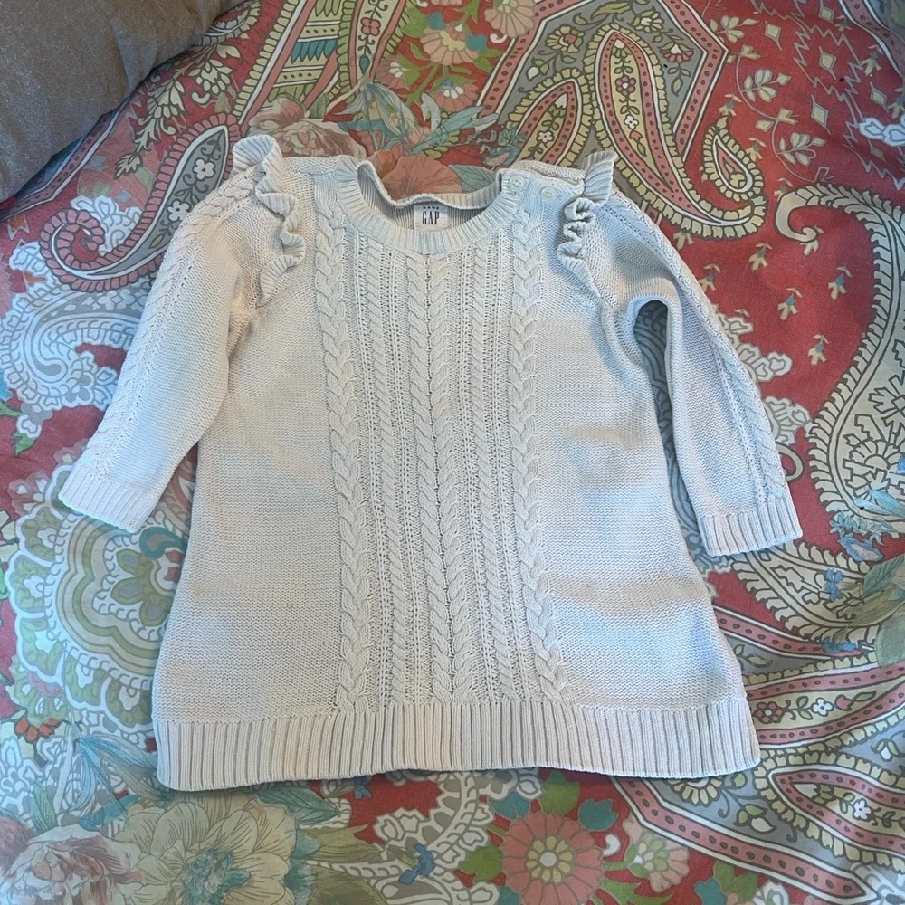 Baby Gap Cable Knit Cream Sweater dress  6–12 mo